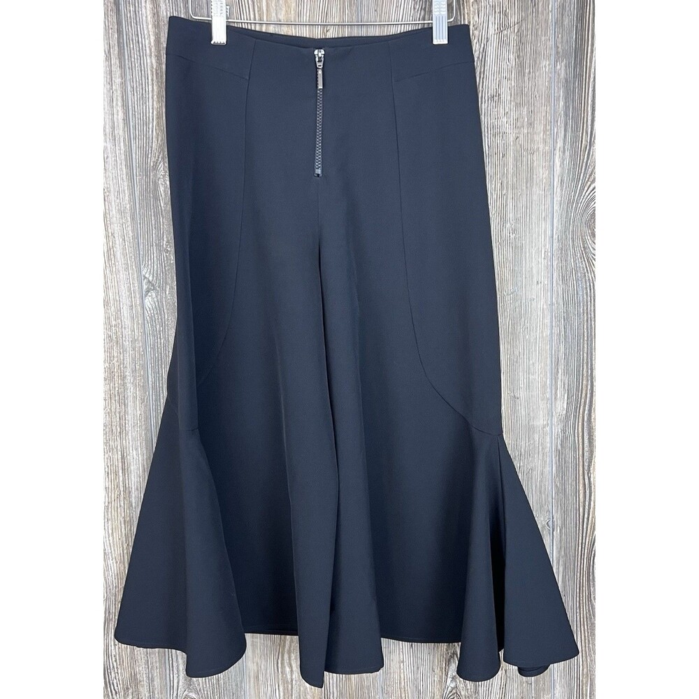 Christina Karen Flared Leg Trousers Black Cropped Minimalist Modern Chic Size XS